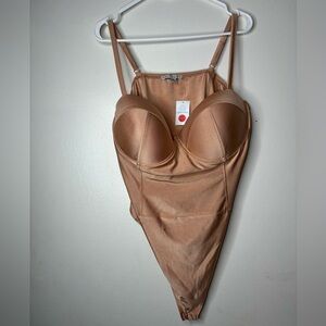 Plus Size Haute Monde Bustier Bodysuit - Tan Size 3X